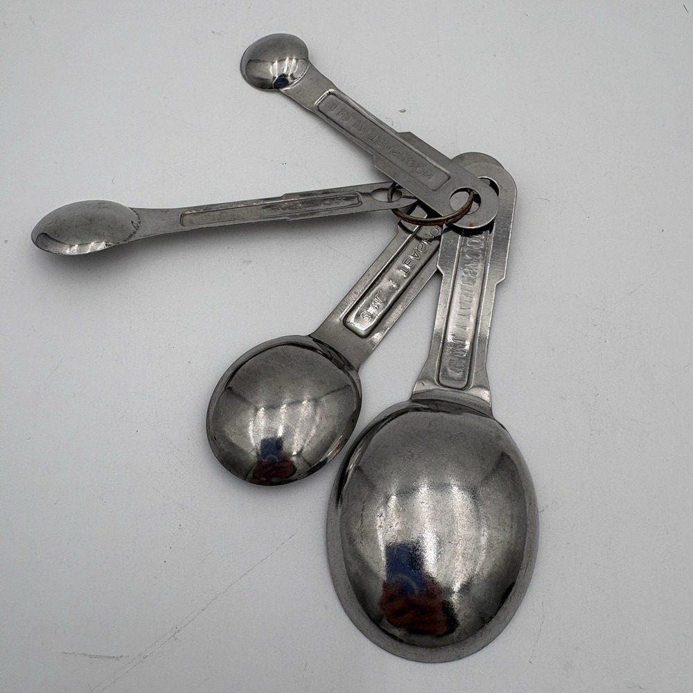Vintage Aluminum Measuring Spoons Oval Nesting with Ring U.S. Set of 4 - Picture 5 of 6